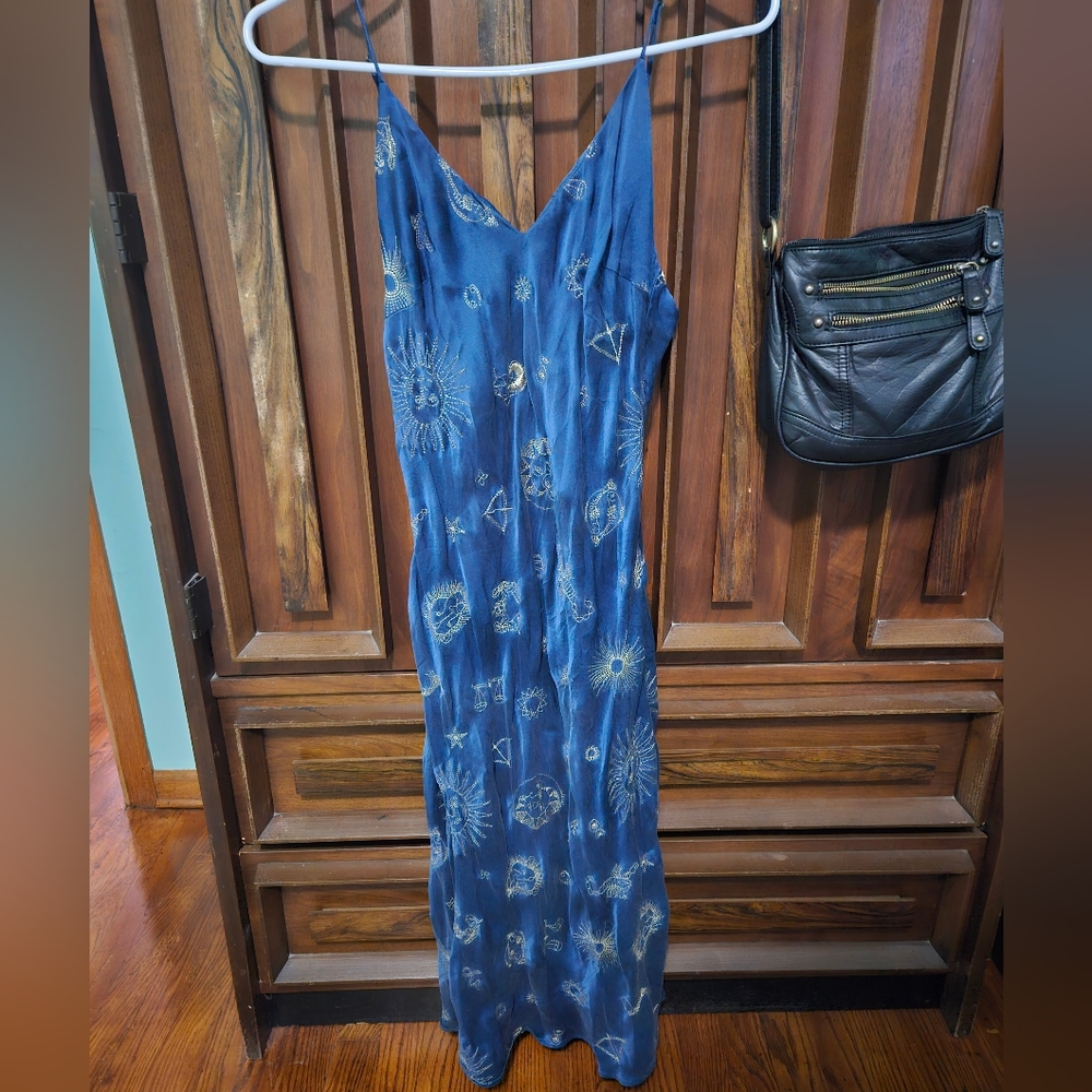 Realisation Par Blue Spaghetti Strap Slip Maxi Dress